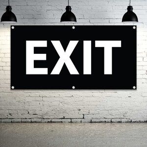 EXIT Generic Vinyl Banner 4ft. Sign Leaving Exiting Guidance Signage Salida New